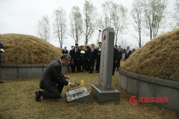 王毅祭扫江东郡中国人民志愿军烈士陵园